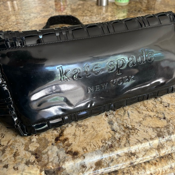 SUPER RARE KATE SPADE Black Patent
Woven Leather Satchel Tote Shoulder Bag - Picture 9 of 15